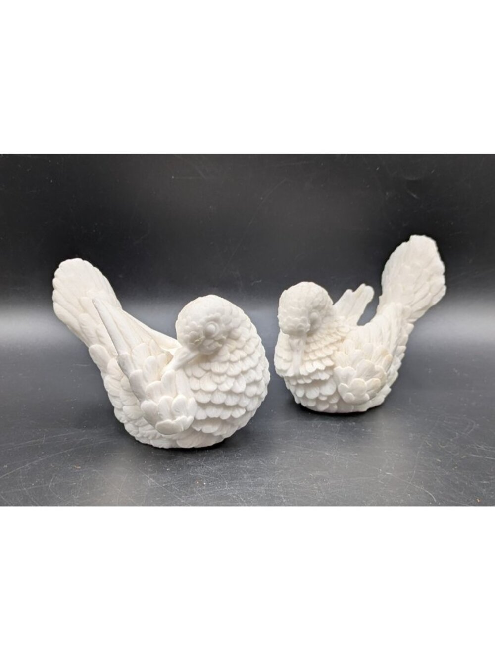 Vintage A Santini White Alabaster Dove Bird Figurine Made In Italy Set of 2